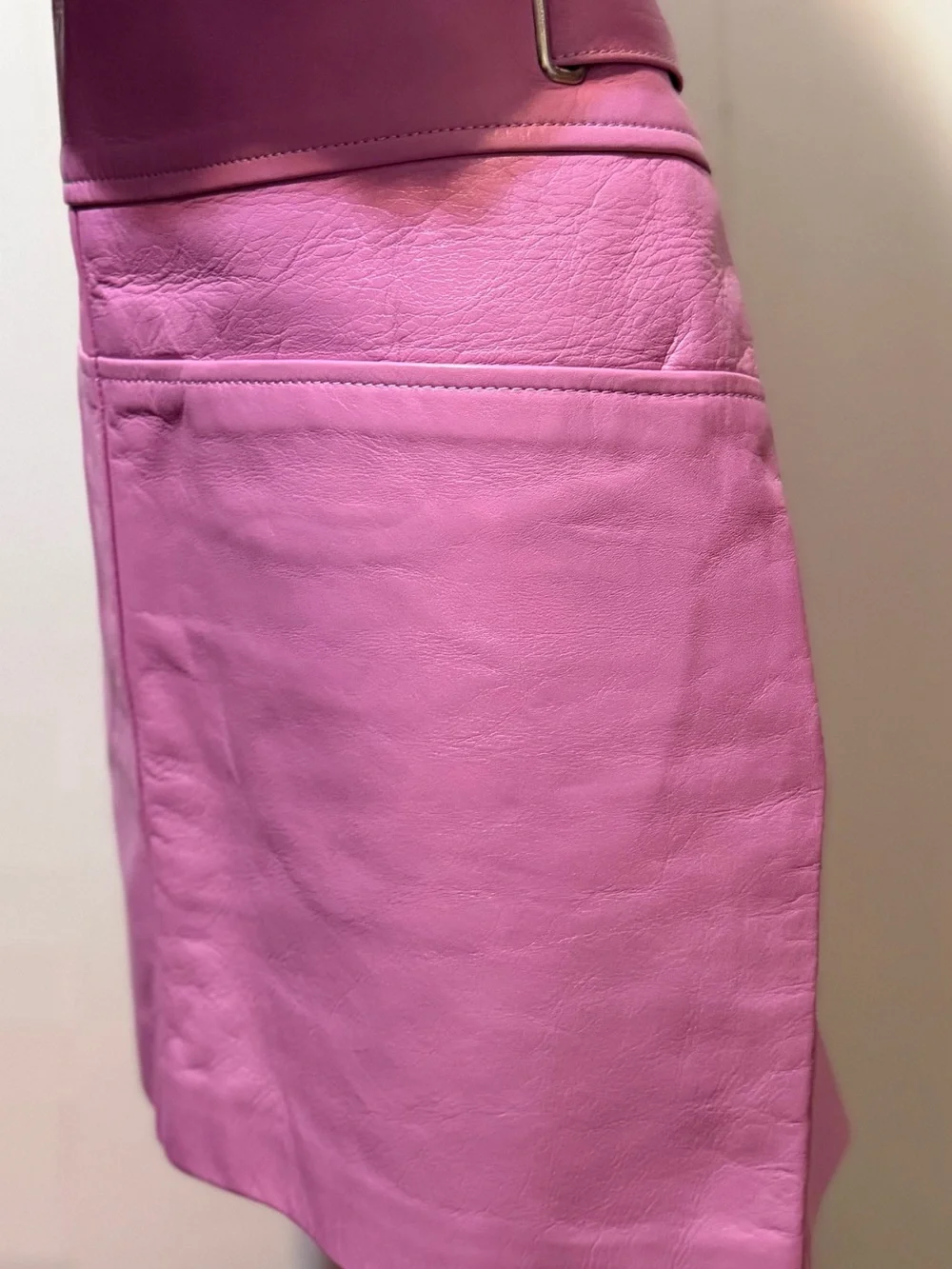 Coach Pink Calf Leather A-Line Mini Skirt w Pockets Sz 10